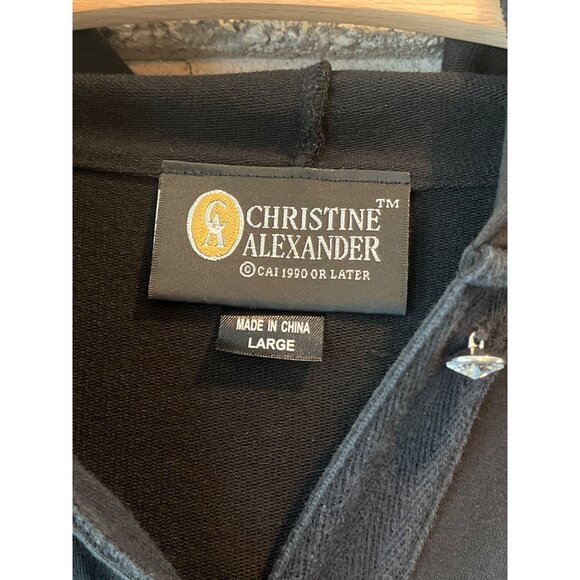 Christine Alexander Black Button-Up Hoodie W/ Rhinestone Accents & Pockets L - Picture 3 of 9